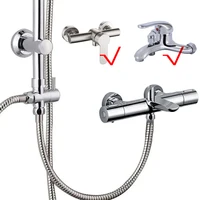 Ensemble de colonnes de douche noires, accessoires de salle de bains, vanne de dérivation d'eau à 3 voies, mitigeur de baignoire, douche, robinet de douche à pressurisation Colonne de douche pluie argent Garantie 5 ans 4