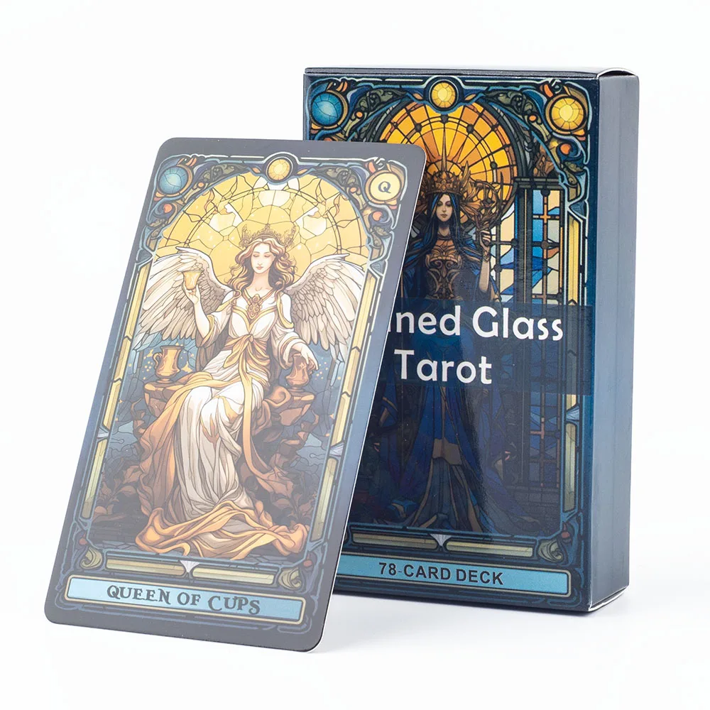 Stained Glass Tarot 78-Card Deck Leisure Entertainment Game Card Family Gathering Divination Board Playing Games 10.3*6Cm