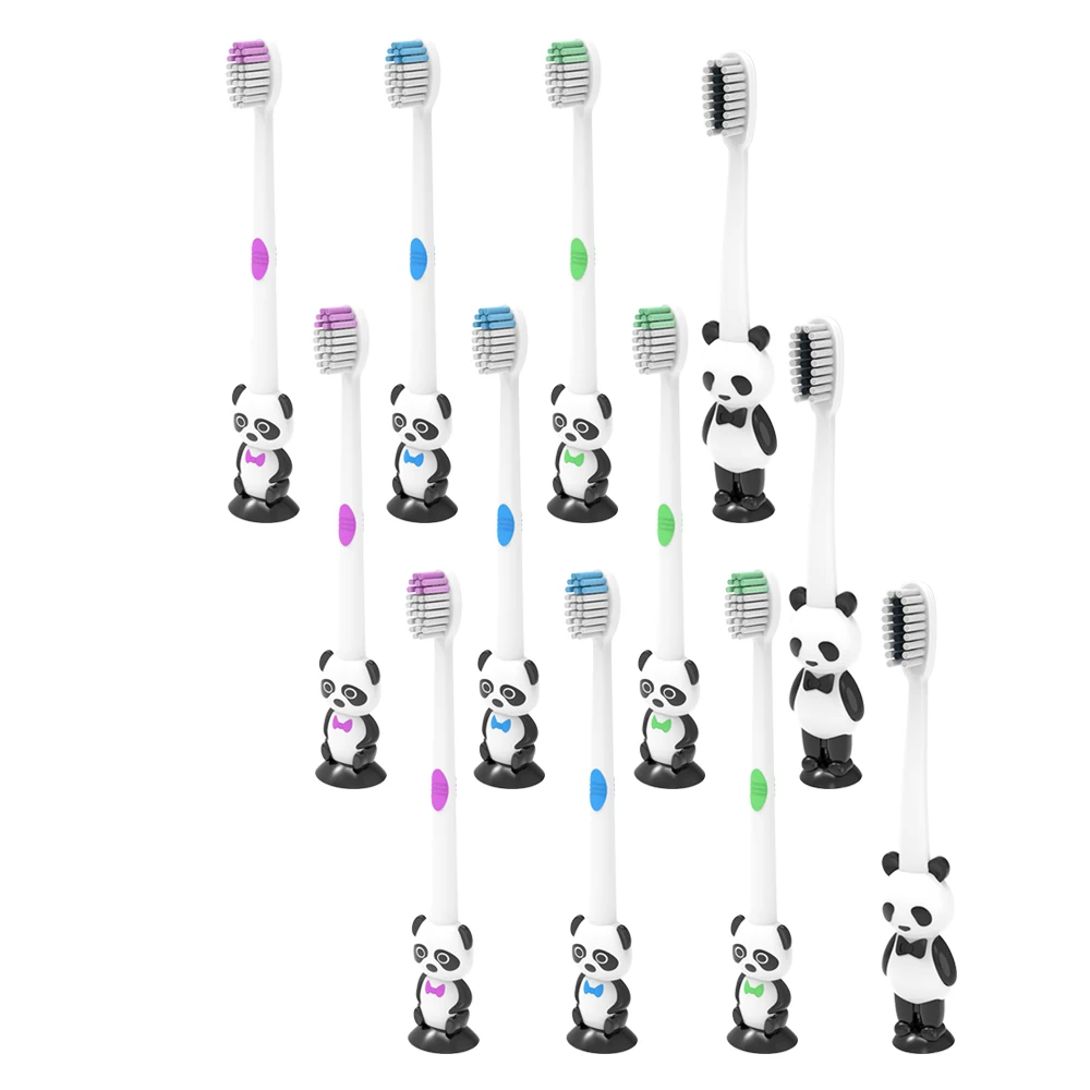 

12 Pcs Panda Kids Toothbrush Soft Bristle Cute Panda Handle Teeth Brush Dental Whitening Oral Care For Children