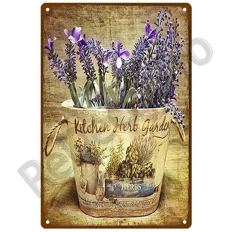 Lavendel Metall Zeichen Plaque Vintage Blumen Zinn Zeichen Wand Dekoration Für Zimmer Art Garten Küche Home Wohnzimmer Eisen Malerei – Detail 24