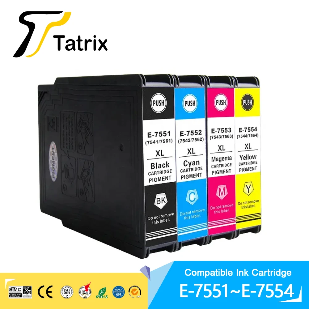 

Tatrix T7551 T7552 T7553 T7554 Premium Color Compatible Printer Ink Cartridge for Epson WorkForce Pro WF-8090DW/8090DWF/8510DWF