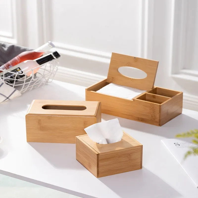 Japanese Bamboo Tissue Box, Living Room Dining Table Napkin Holder, Home Kitchen Storage Supplies, Rectangular Storage Box 4
