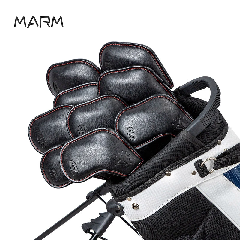 PU Leather Club Cap Cover Golf Protective Cover 9 Packs Golf Embossed