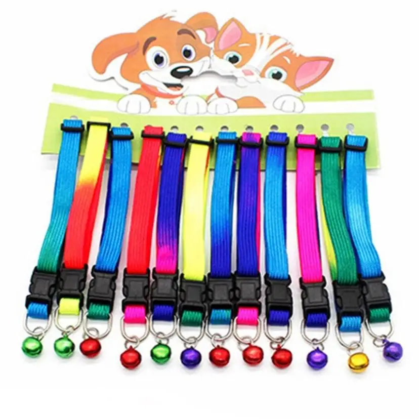 1 Pcs Random Candy Colors Quick Release Collars Pet Dog & Cat Nylon With Bell Adjustable Leads Accessories