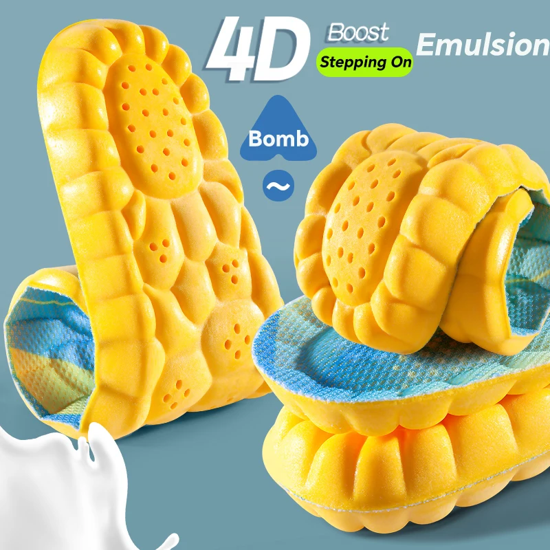 4D Sport Insoles Super Soft Breathable High-elasticity Shock Absorption Running Shoe Pad Deodorant Cushion Running Insoles sport insoles