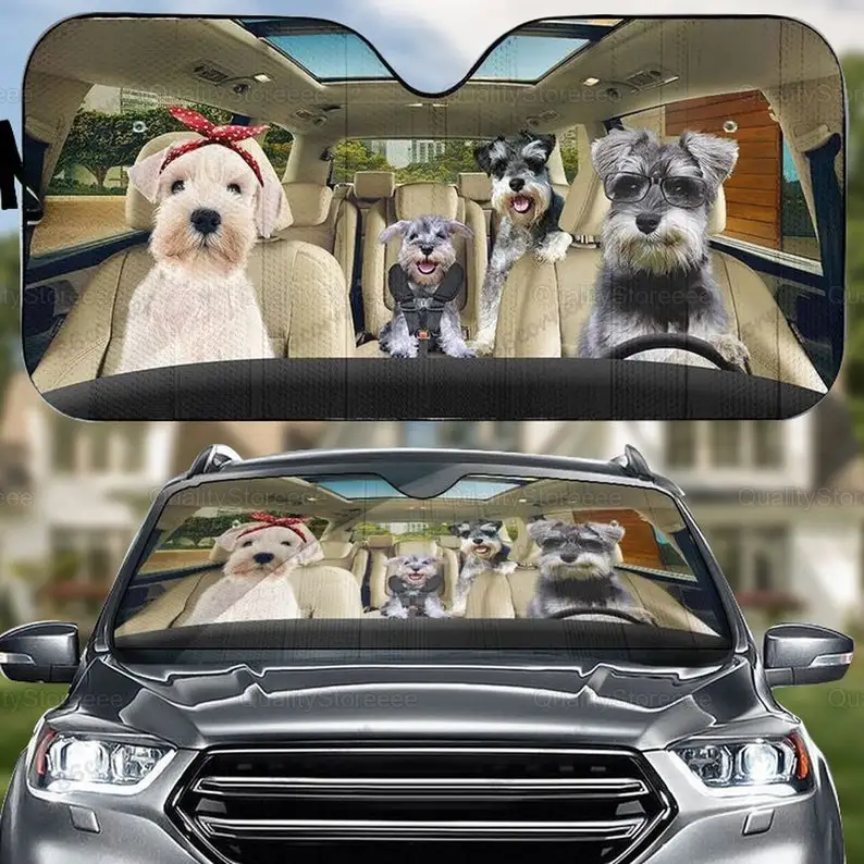 

Schnauzer Car Sunshade, Dog Car Sun Shade, Schnauzer Dog Car Decoration, Dog Lover Gifts, Gift For Him