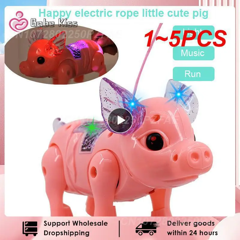 

1 ~ 5 шт. электрическая Тянущая веревка, свиньи батареи, светящаяся музыка, ходячая свинья, игрушка, искусственная игрушка для детей