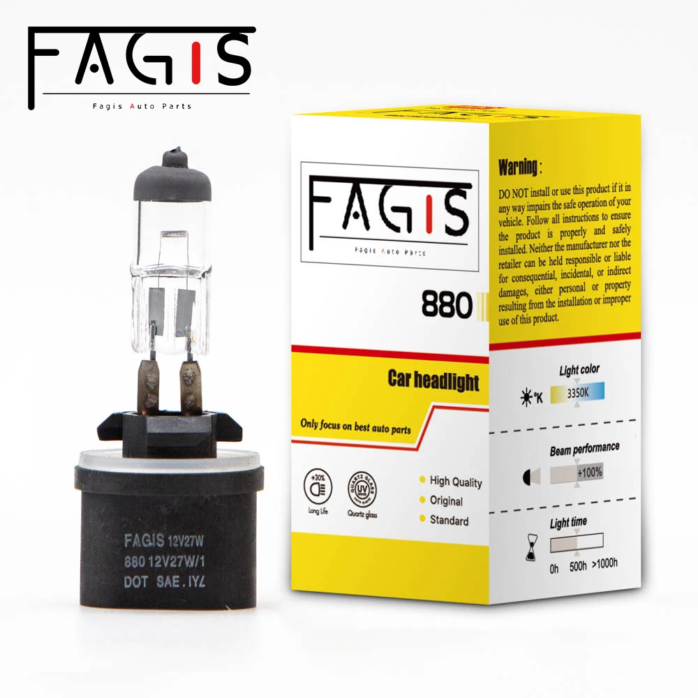 Fagis 2 Pcs 880 H27W/1 12V 27W Warm White Car Fog Lights Headlight Auto Lamps Halogen Bulbs