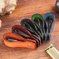 3 in 1 Cigar Cutter Tamper Scraper Multi Function Metal Tobacco Pipe Cleaner Genuine leather Smoking Pipes Stand Holder Rack 2
