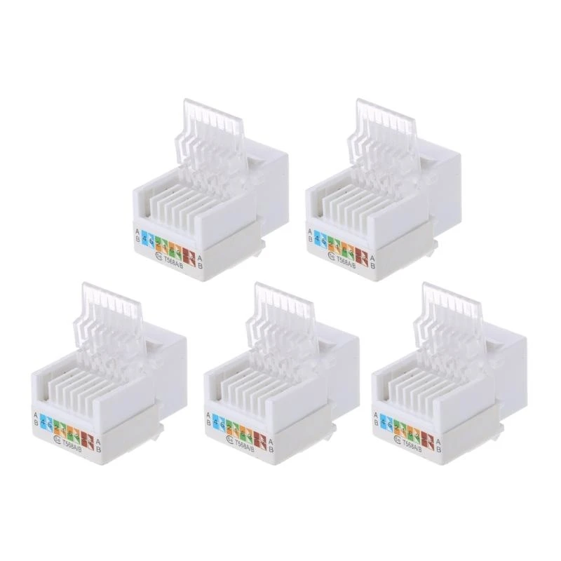 RJ45 Cat5E UTP 네트워크 모듈 Lan 키스톤 잭 어댑터 이더넷 커넥터 흰색