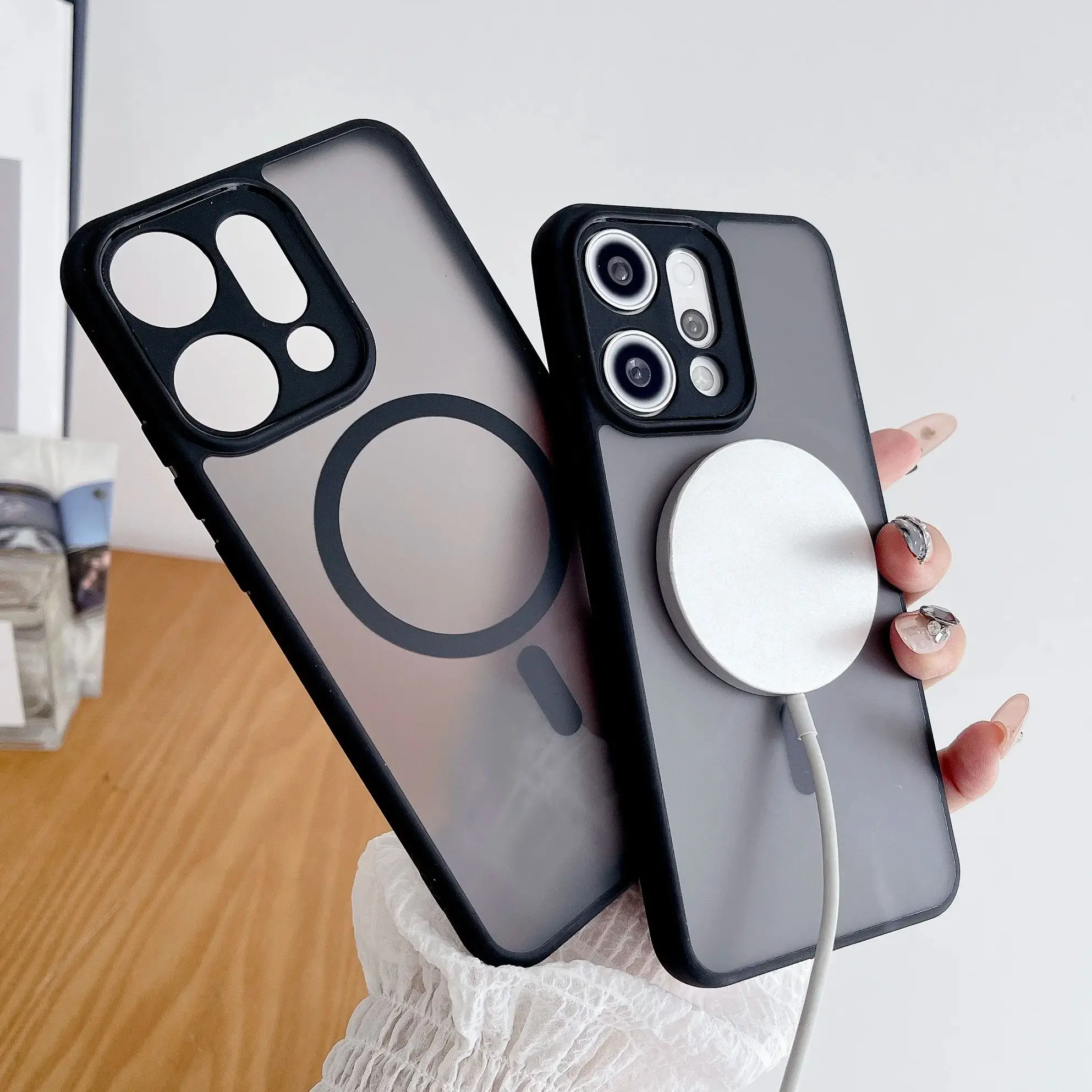 Magnetic Transparent Matte Armor Phone Case