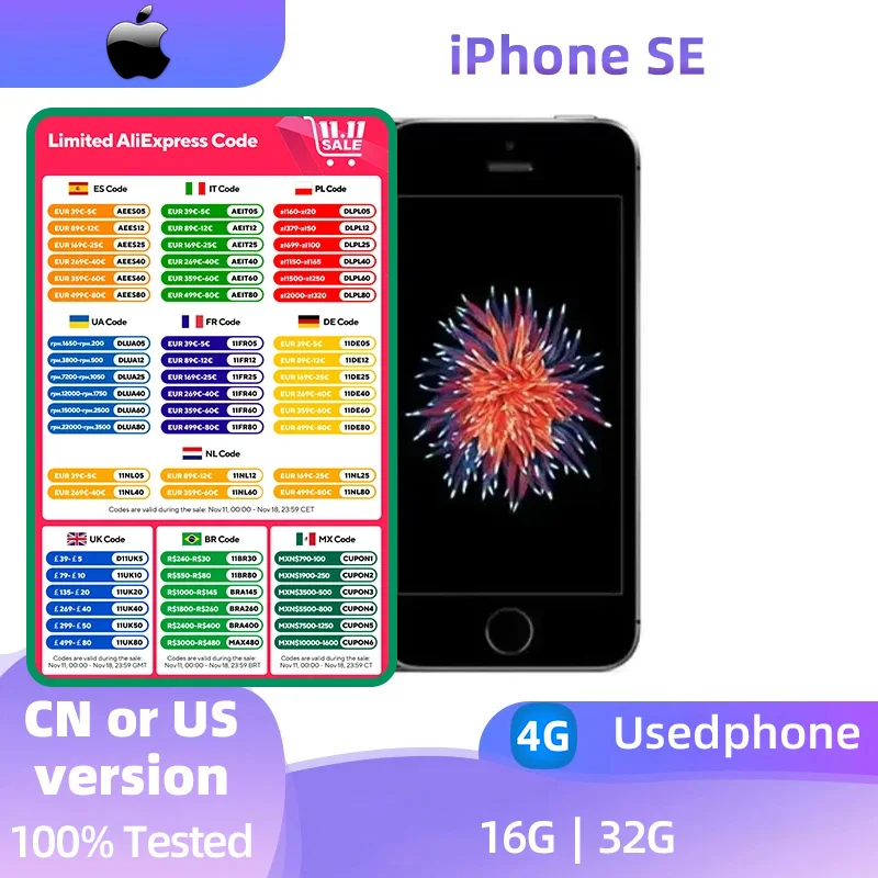 Apple iPhone SE 1 2016 4g SmartPhone A9 4inch LCD Screen 12MP Camera 1642mAh 10W Charge IOS Original Used