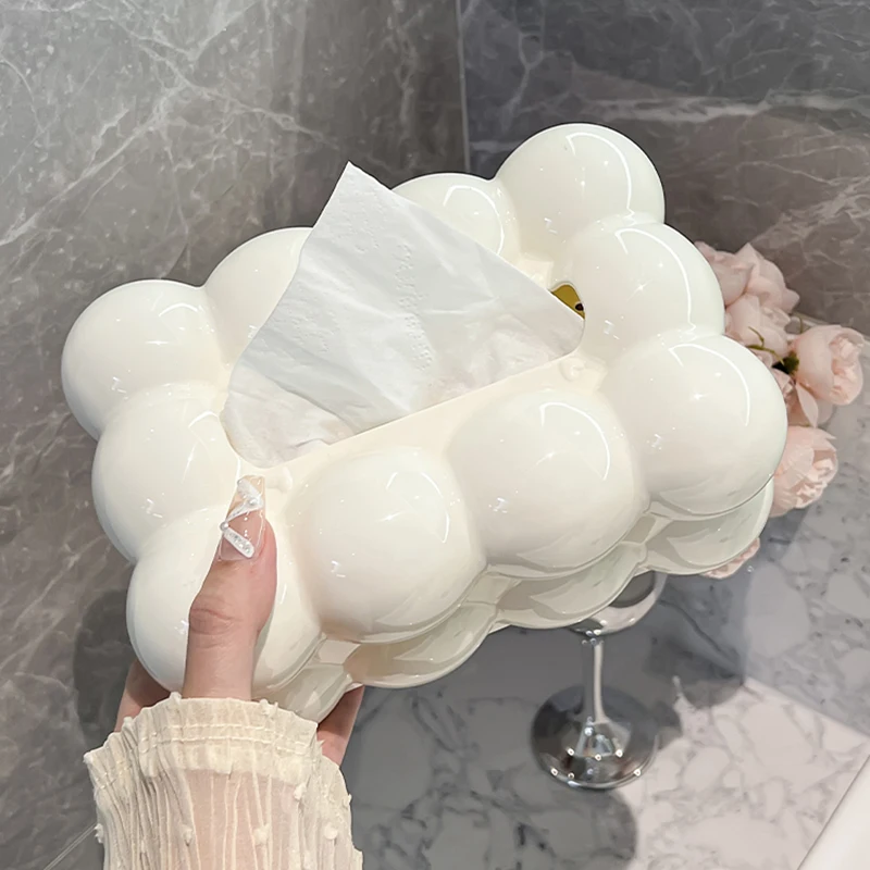 High Aesthetic Tissue Box, Home Living Room, High-End Tissue Storage, Paper Box, Cream Style Napkin Box 4