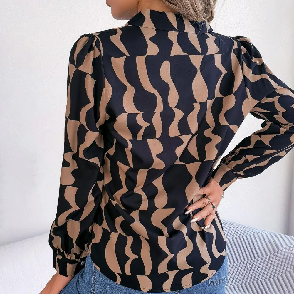 

Lady Loose Shirt Soft Long Sleeve Women's Shirt with Lapel Single-breasted Buttons Loose Casual Blouse in Ol Commute Style Long