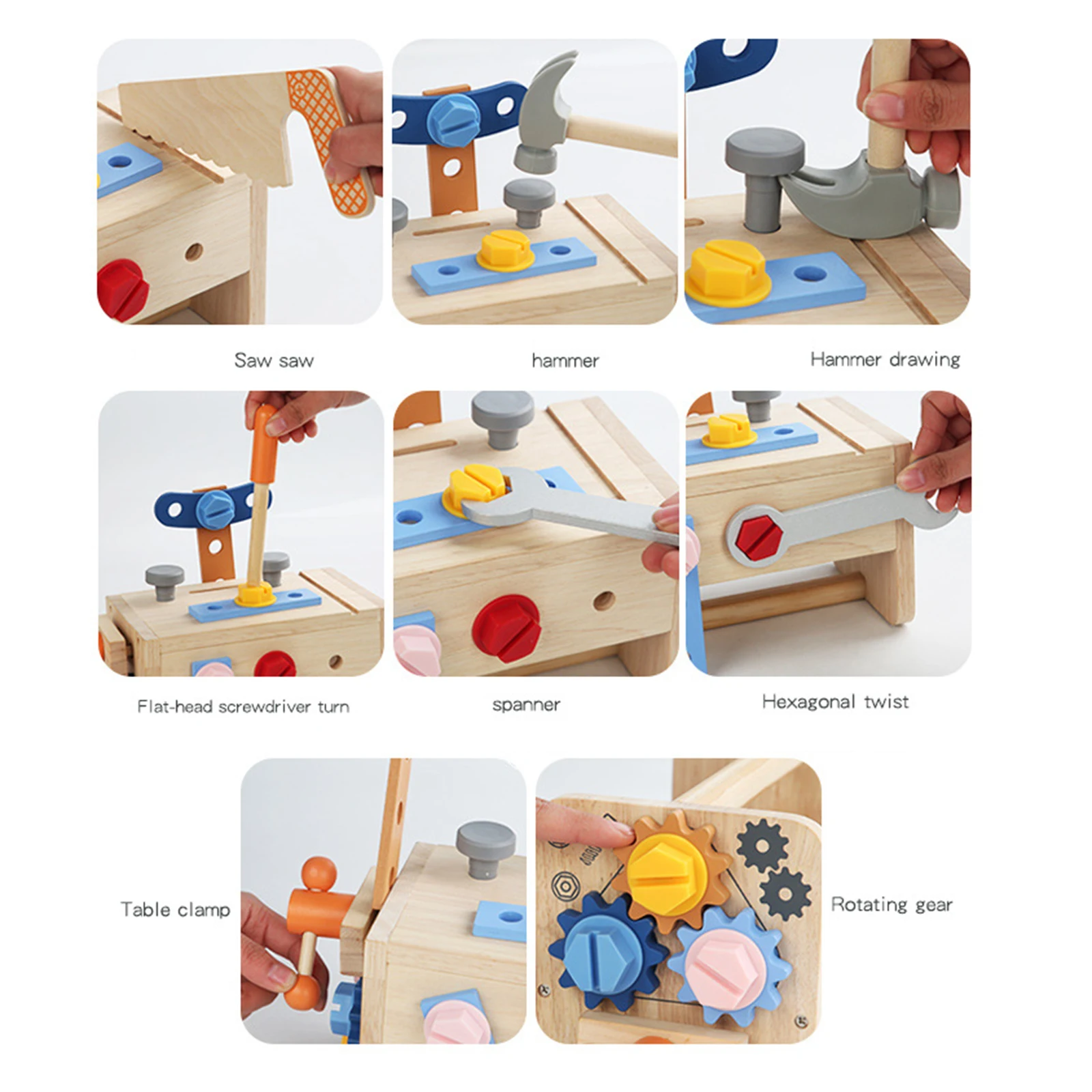 Wooden Toolbox Pretend Play Set Montessori Children Toy Simulation Screw Disassembly Nut Portable Tool Stand Boys' Puzzle Toys