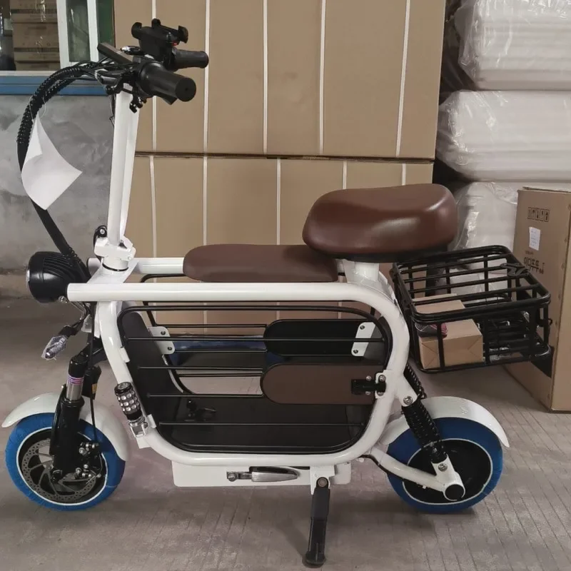 YIDI New Design Light Weight 500W Electric Bicycle Basket Folding Mini Pet Electric Scooter With Child Seat