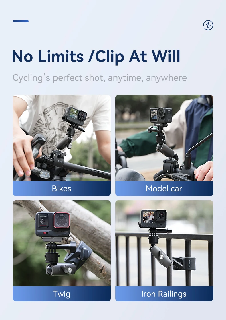 Cycling Motorcycle Clip Quick Release Magic Arm 360° Aluminum Alloy Super Clamp