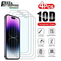 4PCS Tempered Glass for iPhone 15 14 13 12 11 Pro Max Mini Screen Protector for iPhon 7 8 6 6S Plus SE2020 X XR Xs Max 9H HD