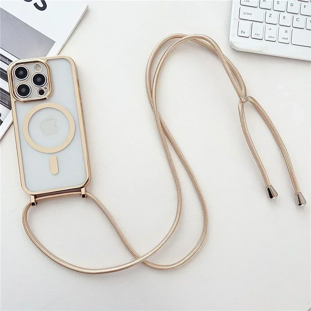 Versatile Clear Phone Case with Magnetic Necklace Cord and Lanyard
