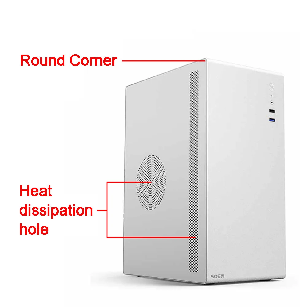 MATX Desktop Computer Gaming Case 0.6mm Thicken Shell Fan Cooling ITX Metal Chassis
