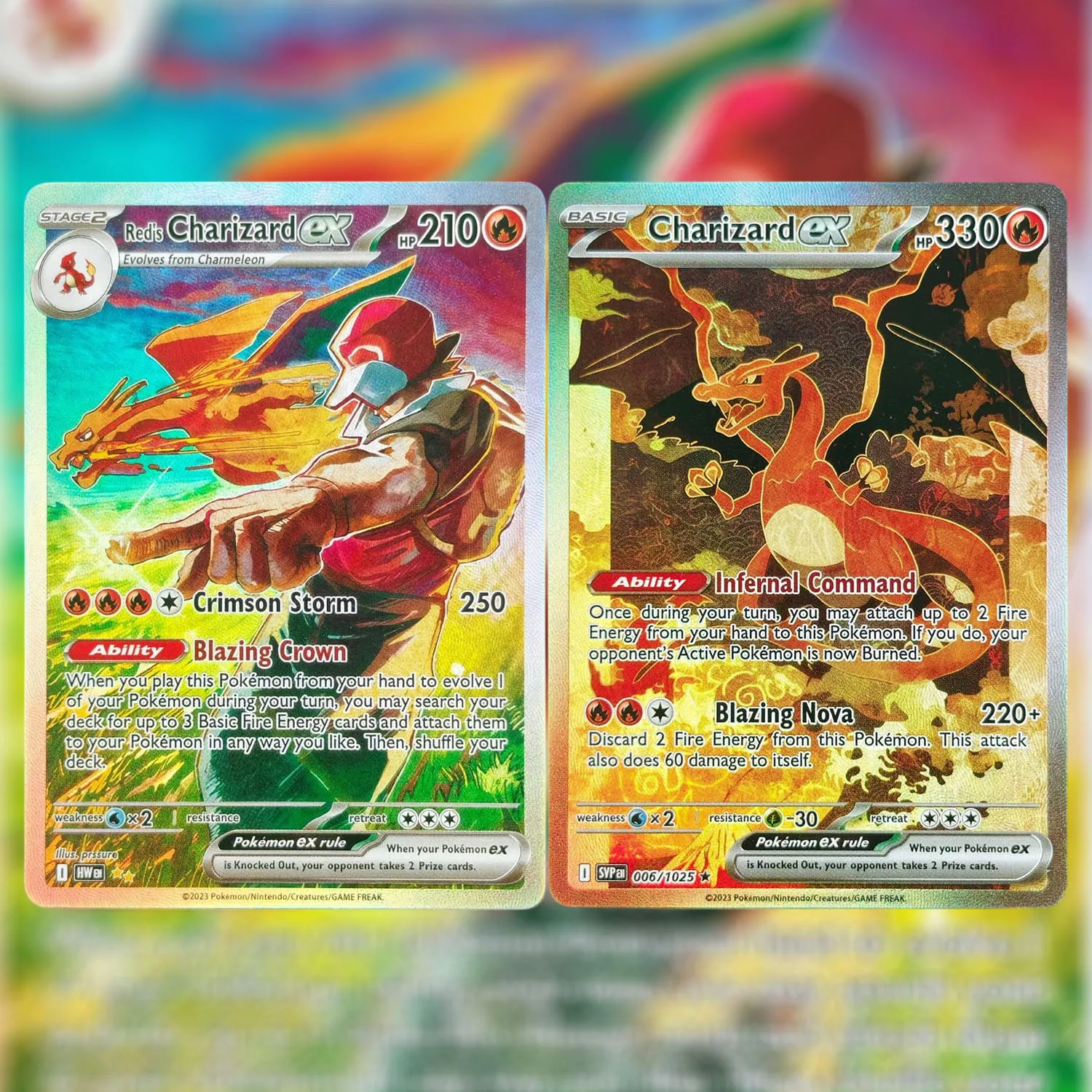 Handcrafted Oriental Charizard Ex Red Fan-Art Full-Art Textured Collector's Card Toy