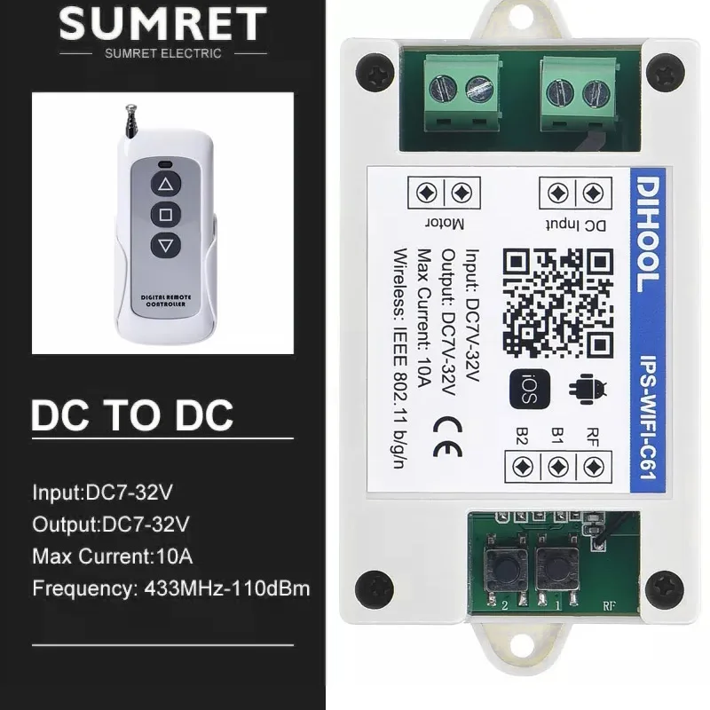 Wifi dc Motor rf para a Frente e Reverso Controler 12v 24v 36v Interruptor de Relé Ewelink Controle App Porta Aberta Controle Remoto Inteligente
