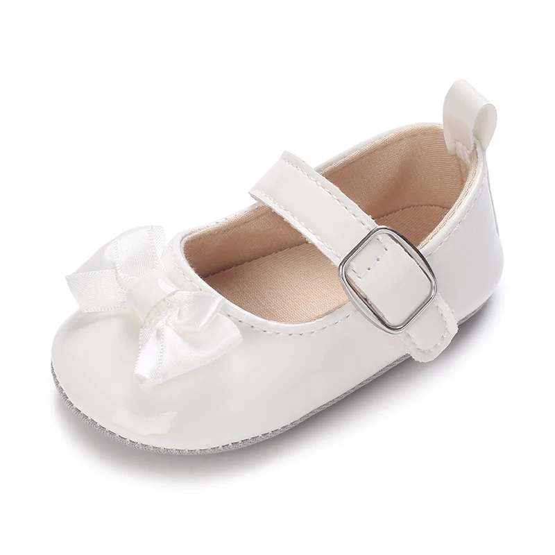 0-18 Months White Neonatal Soft Sole Girl Baby Upper PU Non Slip Rubber Sole Cute Princess Shoes Baby Walking Shoes 5