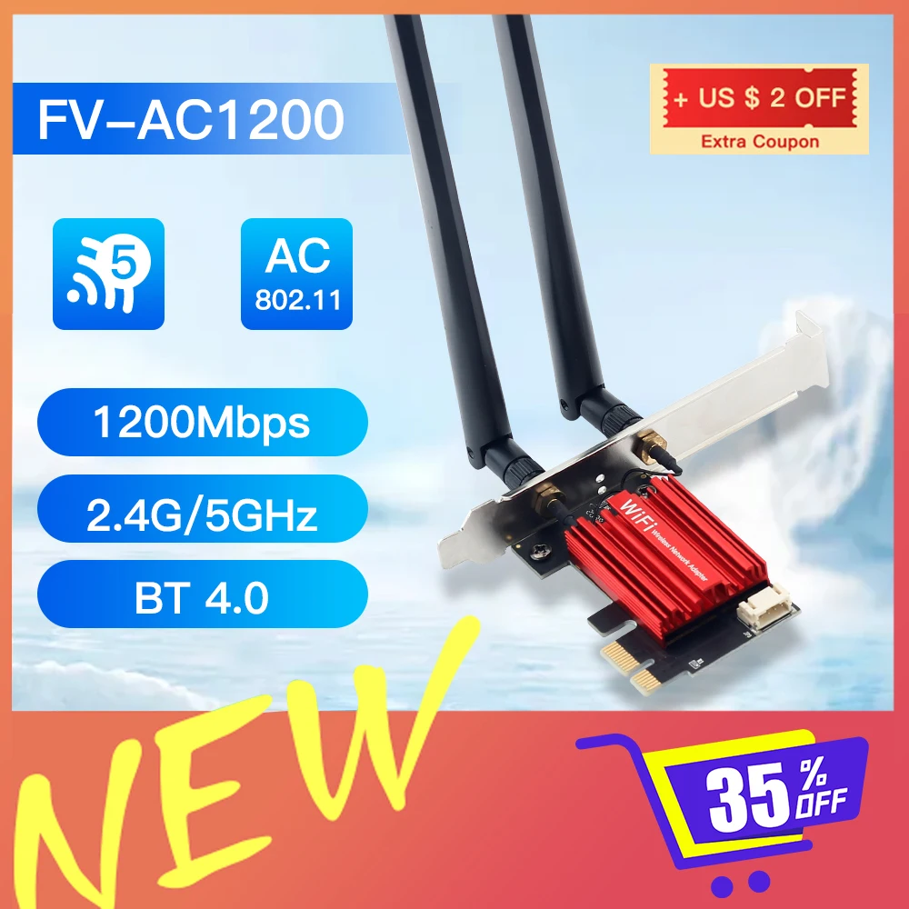 Ac1200 intel wifi adapter wi fi 5 bluetooth 4 0 wireless card dual band