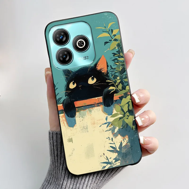 Aesthetic Cute Cat Black Shockproof Silicone Back Cover