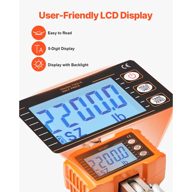 SucceBuy 1000kg/2000kg Digital Hanging Scale Portable with Remote Control Factory Crane Scale LCD Backlight Industrial Scales