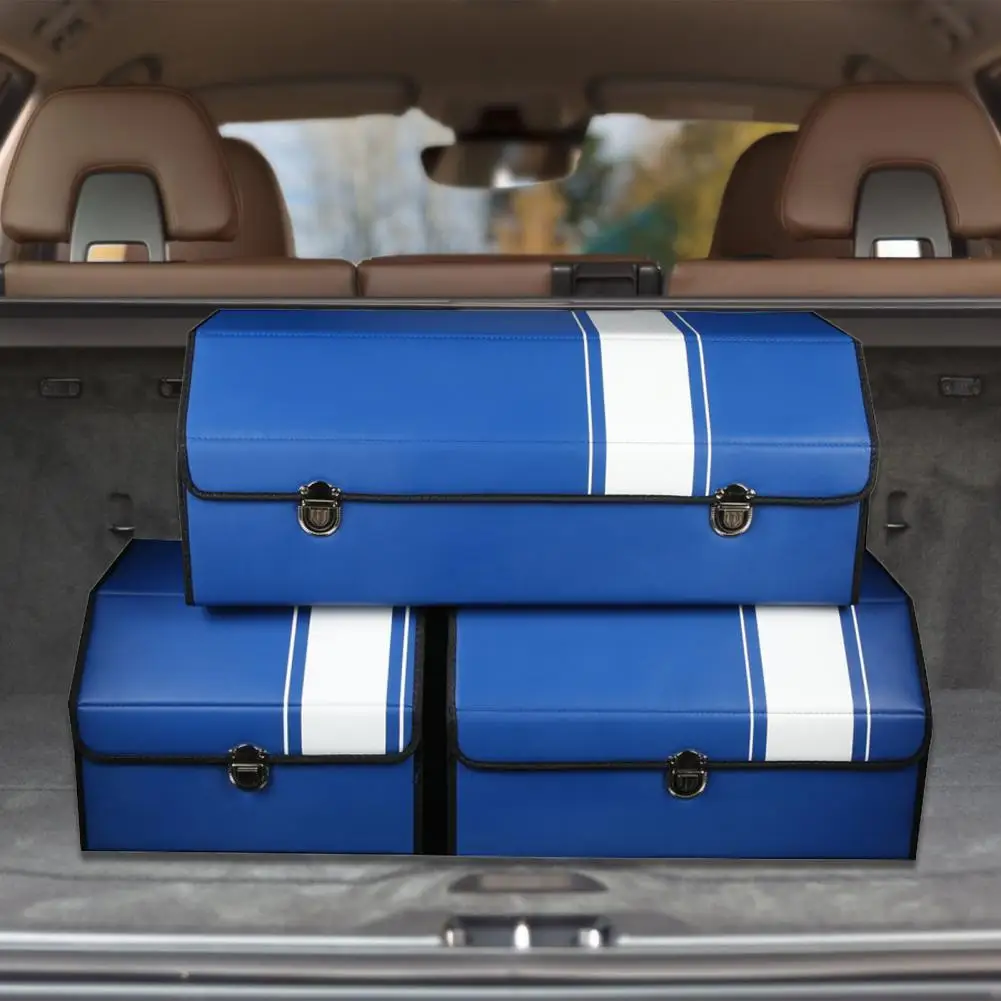 Car Trunk Organizer Box Stowing Leather Folding Large Capacity Tools Storage Bag 