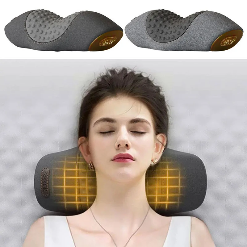 NEW Upgrade Electric Neck Massage Pillow Vibration Neck Massager Back Cervical Traction Relax Sleeping Memory Foam Spine Support
