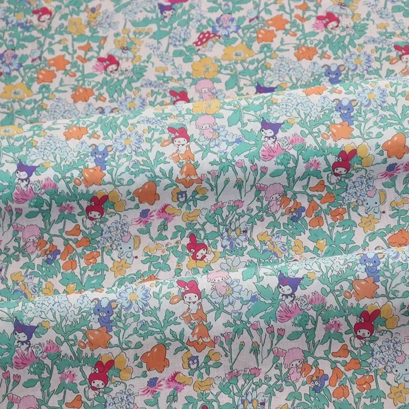 cotton 80s like free fabric cartoon bunny ladies digital printed sewn fabric skirt cheongsam children's designer purse