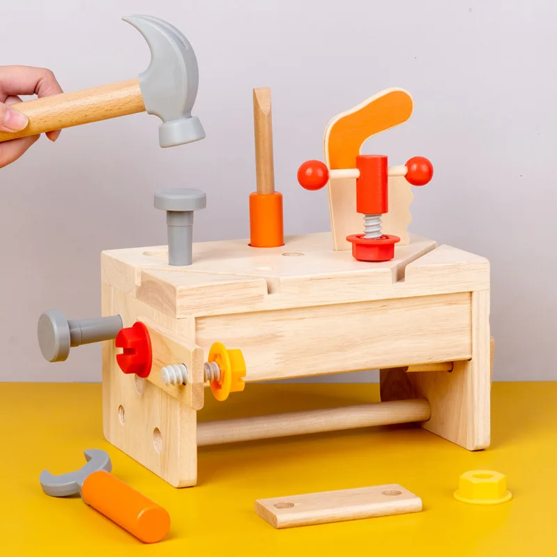 Kids Wooden Tool Bench Set – Montessori Construction & Repair Playset 4