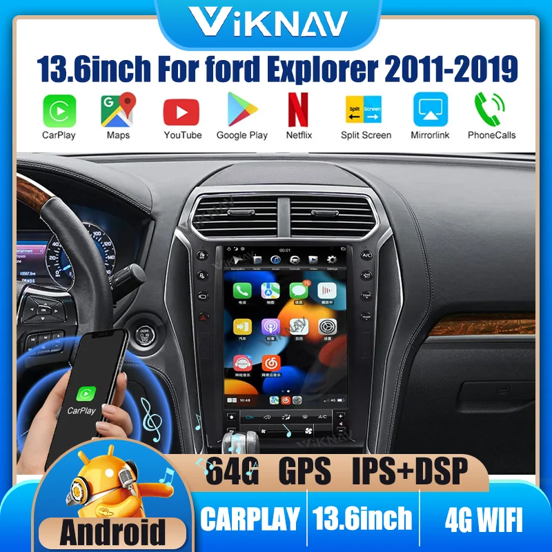 Для FORD Explorer 13 6 дюймов 2011-2019 вертикальный экран автомобильный GPS-навигатор стерео