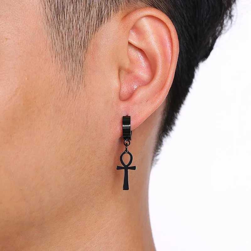Punk Stud Cross Earrings For Men and Women Stainless/Titanium Steel