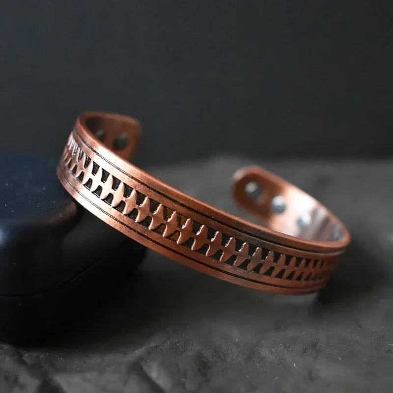 Copper Bracelets for Men Strength Wide Pure Copper Magnetic Bracelet Neodymium Magnets Adjustable Cuff Bangle