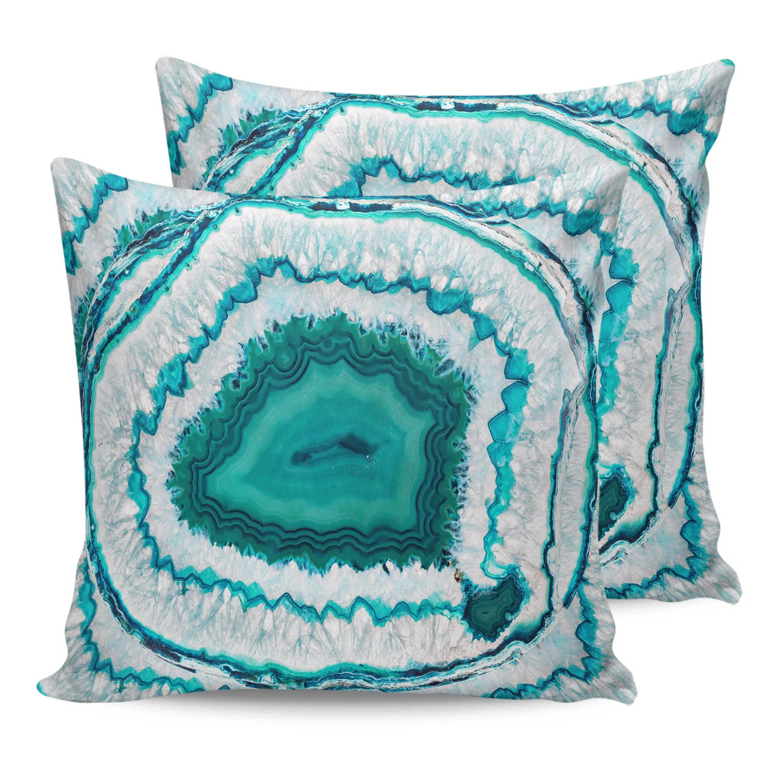 Retro Agate Texture Aqua Pillowcase Two Piece Set Home Sofa Decor Cushion Cover Bed Pillow |