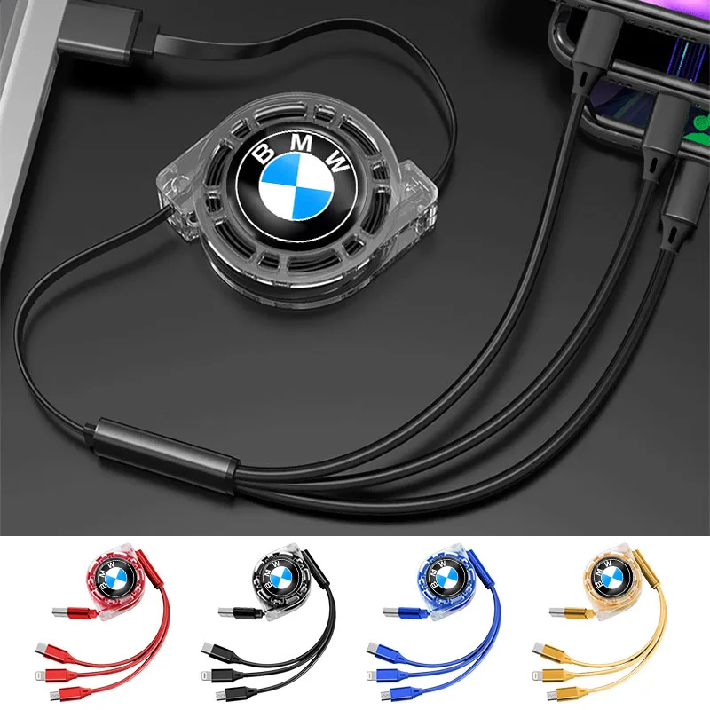 차량용 고속 충전 케이블, BMW 퍼포먼스 F30, F10, E90, F20, E46, E60, E70, E39, E36, E87, X7, E92, E91 용, C타입 마이크로 USB 케이블, 3 in 1