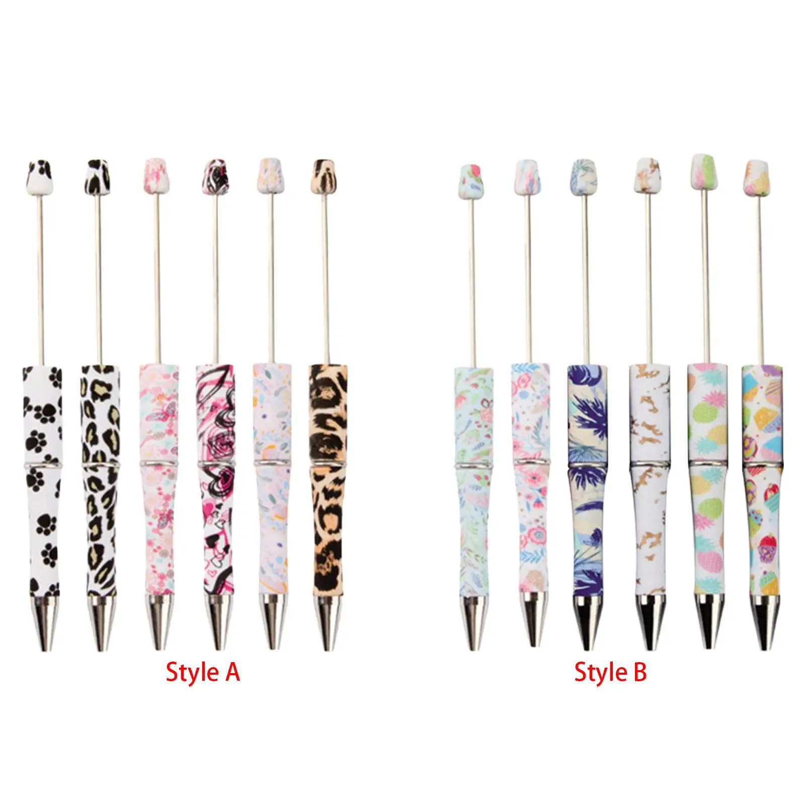 

6Pcs Ballpoint Pen Portable Creative Ball Pen Art Drawing Assorted Colors Bead Pens for Exam Taking Notes Classroom Draw Office