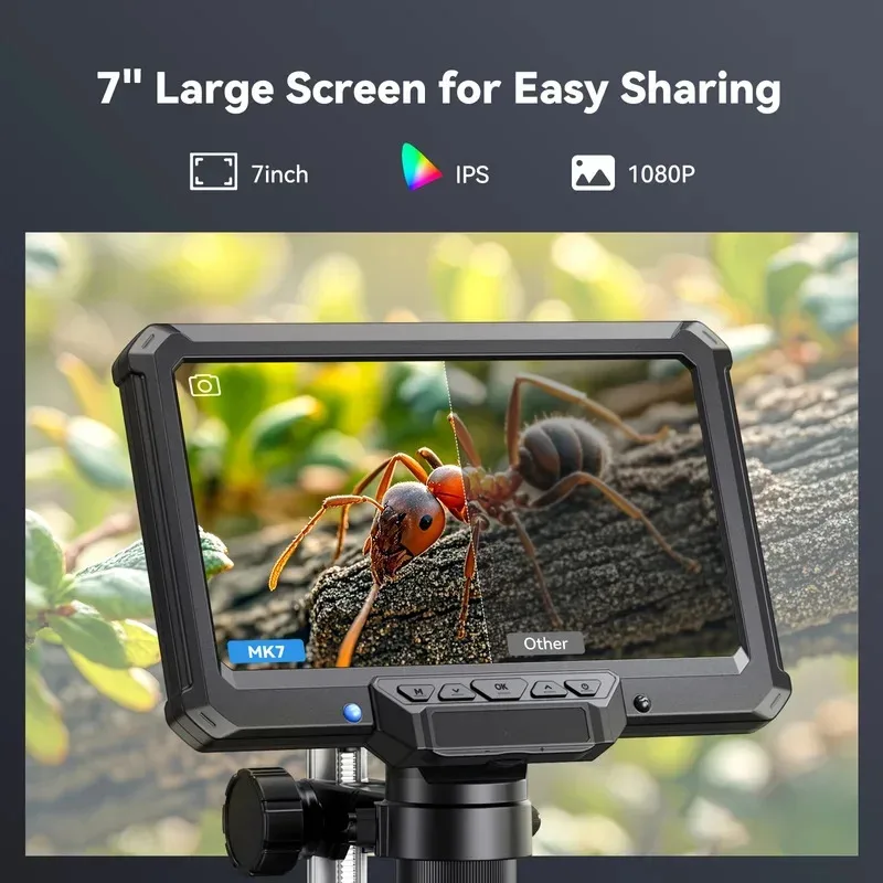 새로운 디지털 현미경 4.3인치 1200배 확대 동전 PCB 회로 수리용 16MP HD 납땜 현미경 조명 포함, PC 보기