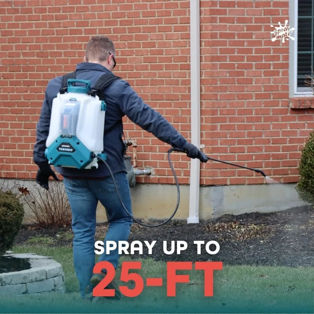 Battery Powered Backpack Sprayer for Lawns & Gardens 4-Gallon (Battery Adapter Kit works with DEWALT/Milwaukee Tool Batteries)
