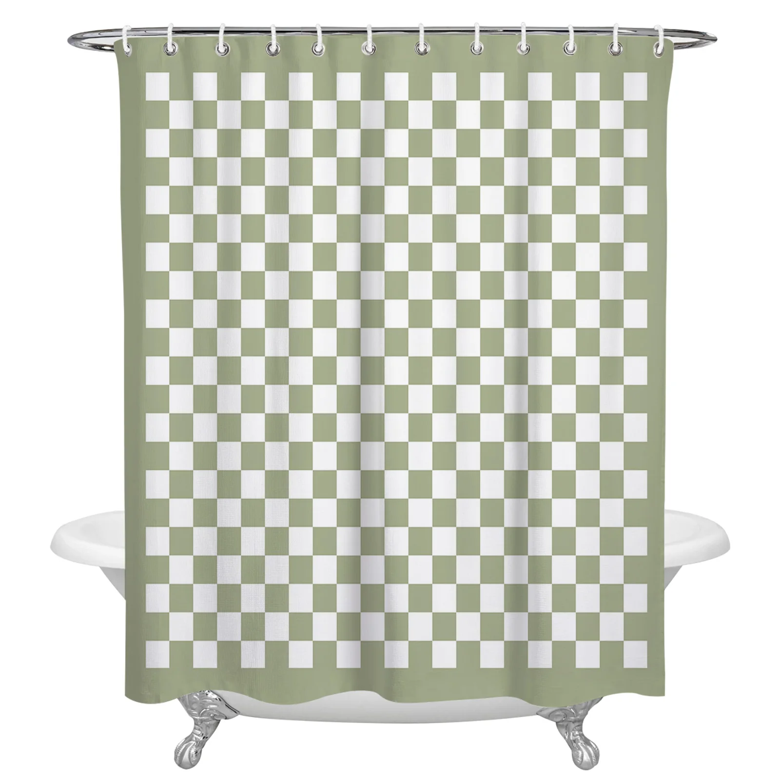 

Grass Green Checkerboard Plaid Shower Curtains Waterproof Bath Curtains Home Decor Modern Luxury Bathroom Curtain