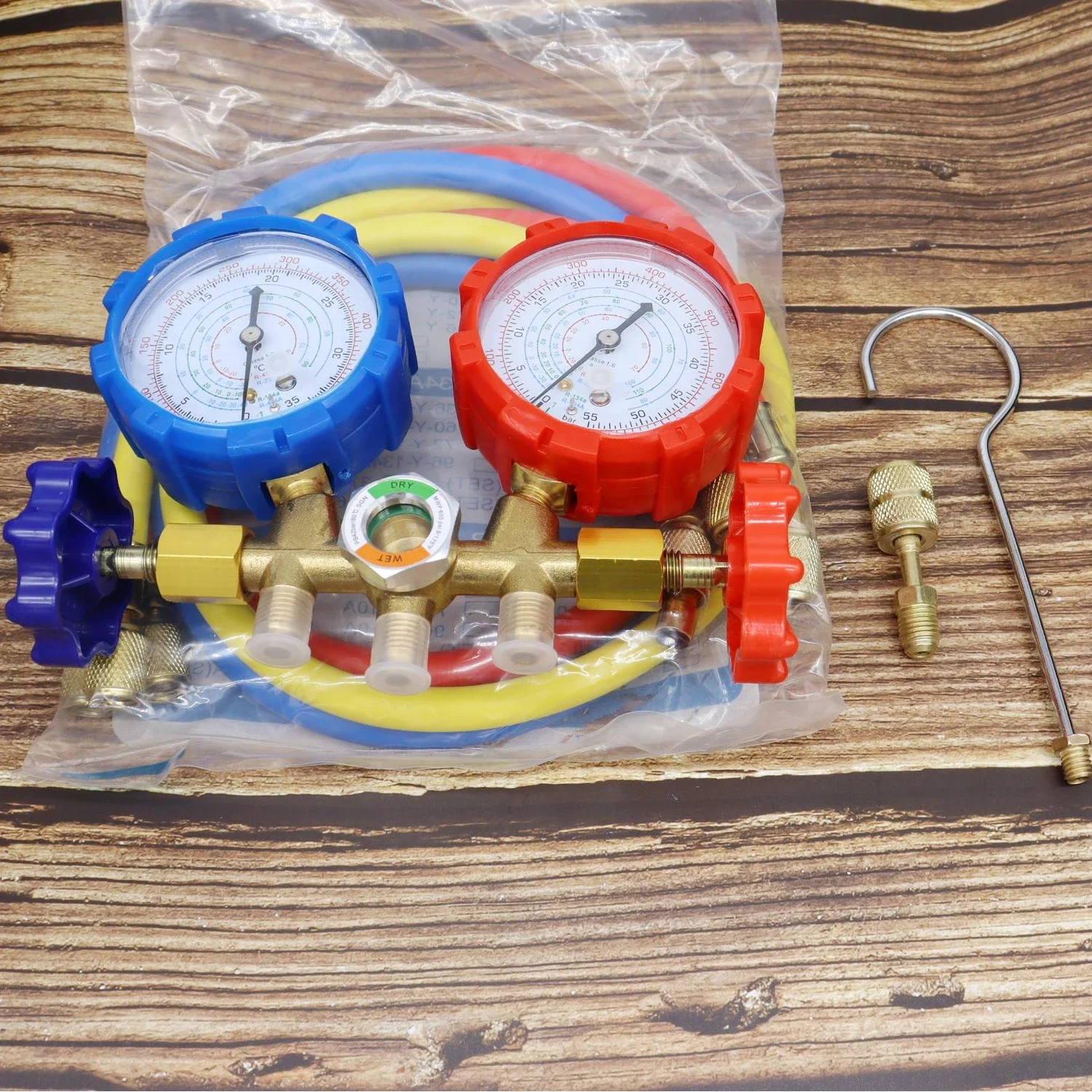 Refrigeration Gauge Set Air Conditioning Diagnostic Manifold Tools Hose Hook Kit R410A R22 R404A R134A