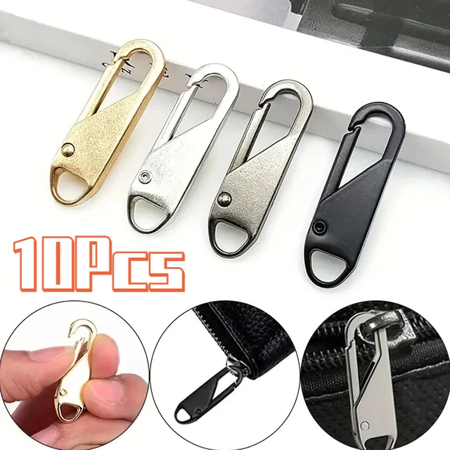 금속 지퍼 풀 교체 탈착식 지퍼 슬라이더 풀 탭 수리 키트, 의류 재킷 DIY 공예 바느질 지퍼 헤드, 10 개