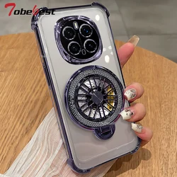 Clear Shockproof Plating Gyro Phone Holder Case for Honor Magic 3 (PURPLE)