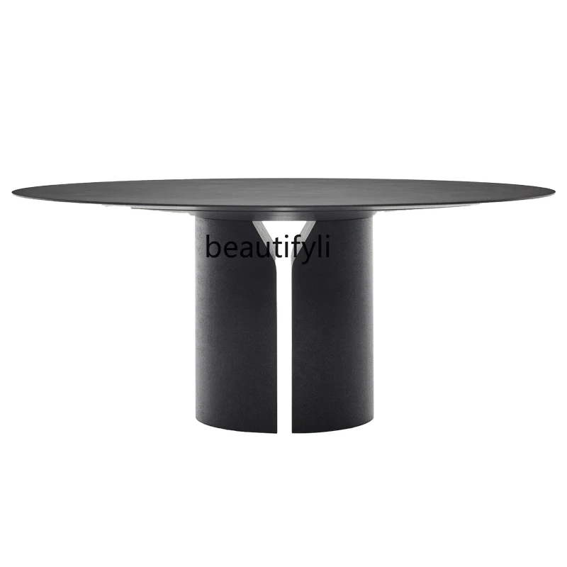 

Italian Minimalist Marble Dining-Table Villa High-End Large Apartment Glossy Dining Table Negotiation Desk