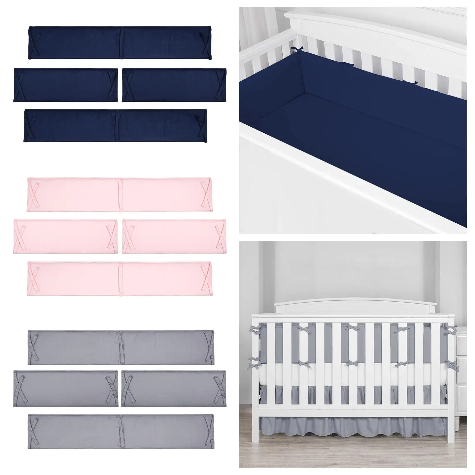 4Pcs Baby Newborns Room Bedding Girl Crib Bedding Set Infant Crib Fence Protector