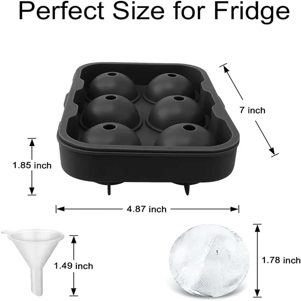 Silicone Ice Ball Maker Large 3D Big Round Sphere Ice Shape Cube Mold Tray for Freezer Whiskey Cocktail Bar Tools