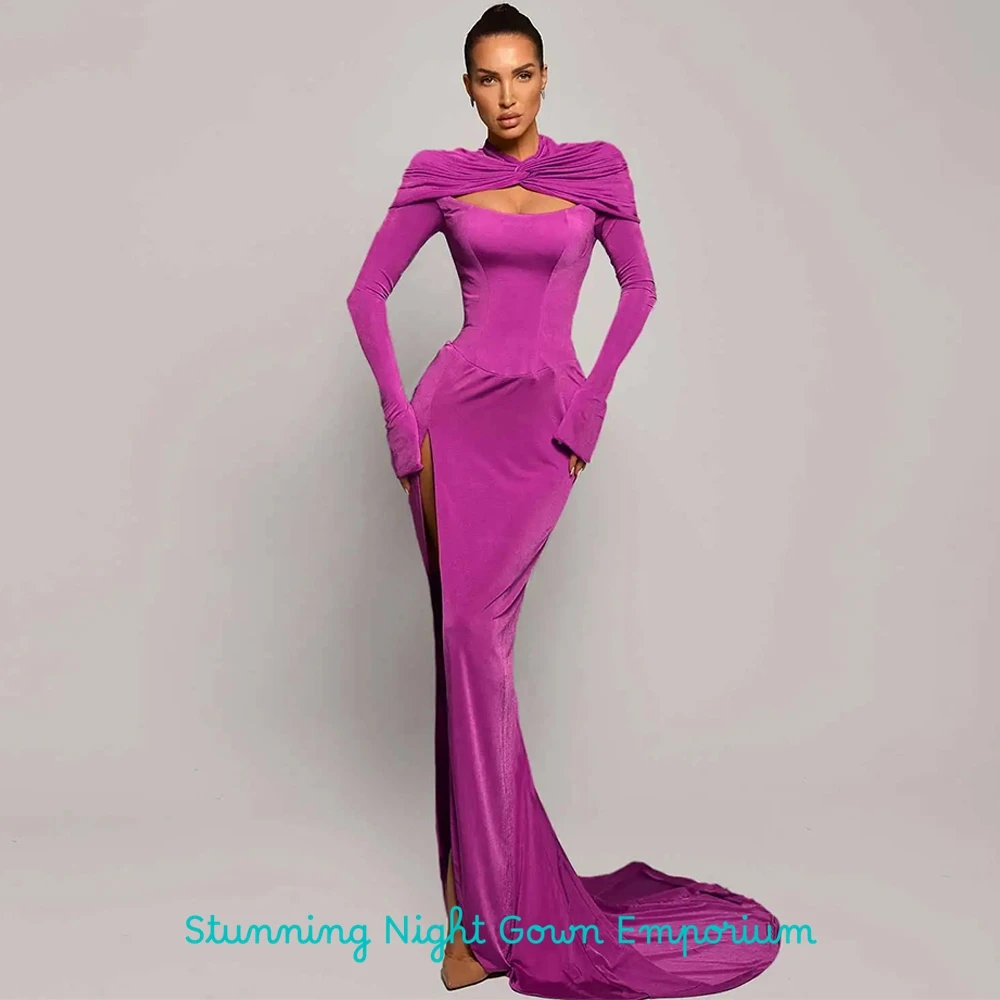 green emerald velvet dress Ever-Pretty Round Neckline Long Sleeve Empire Waist Chiffon Formal Dress